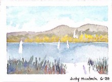 Sailboats on New England Lake